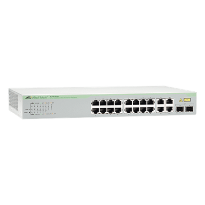 AT-FS750/20-10 - Switch WebSmart / 16 Puertos 10/100 Mbps / 2 Puertos Gigabit RJ45 / 2 SFP Combo / 11.2 Gbps / 1U Rack 19"