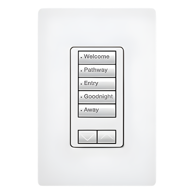 RRDW5BRLWH - Teclado de Pared / 5 Botones Programables / Subir/Bajar / Retroiluminado / 120 V / RadioRA 2