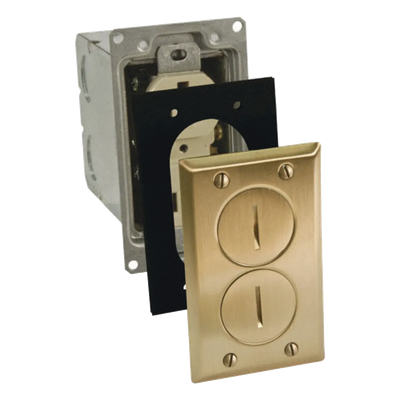 HUB-RF6500-BR - Caja de Piso con Receptáculo / 15A / 125V / 1 Gang / Acabado Latón / 3.25 x 5.313 x 4.75 in