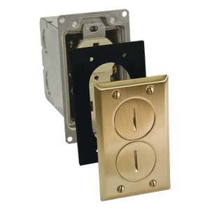 HUB-RF6500-BR - Caja de Piso con Receptáculo / 15A / 125V / 1 Gang / Acabado Latón / 3.25 x 5.313 x 4.75 in