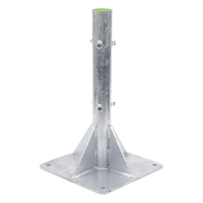 SLM-BA-6G - Base para Mástil / Tubo 2" Ced. 30 / Altura 80 cm (2.6 ft) / Base 50 x 50 cm / Galvanizado por Inmersión / 4 Barrenos de Fijación