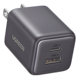 55533 - Cargador Rápido GaN / 20 W / Dual Puerto USB-C PD + USB-A QC 3.0 / Ultracompacto 43 x 33.6 x 32 mm