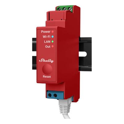 SHELLYPRO1PM - Relevador / Interruptor inteligente WiFi/Ethernet/Bluetooth / 1 canal / 16A / Medición de consumo AC / Montaje en riel DIN / 52.5 ft temperatura operación