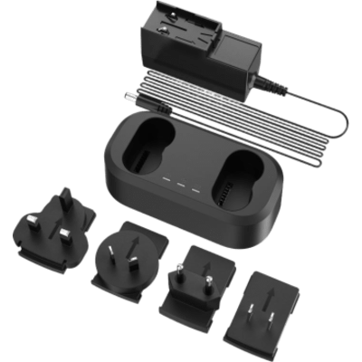 HM-20322ZC - Cargador de Baterías Dual / Carga Simultánea de 2 Baterías / Entrada AC 100~240 V / Salida DC 20 V / Indicador LED Triple / 4 Adaptadores Internacionales