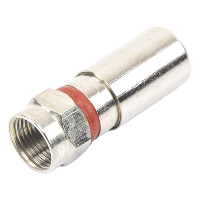 TT-CON-510-RG6 - Conector F Macho / Compresión en Línea / Cable RG-6 / Cuerpo Bronce Niquelado / Contacto Oro / Aislante Teflón