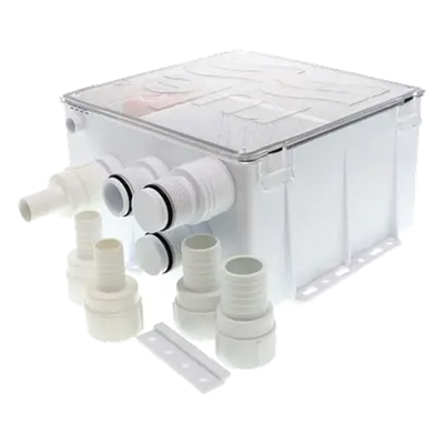 98B-24 - Sistema de Desagüe para Duchas / Bomba 800 GPH / 24 VDC / Interruptor de Flotación / Válvula Antirretorno / Cubierta Sellada