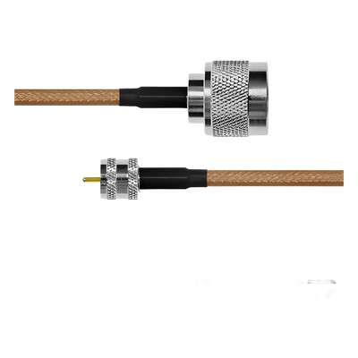 SN-142-MIN-30 - Cable Coaxial RG142/U / 30 cm / N Macho a MINI UHF Macho / 0.98 pies