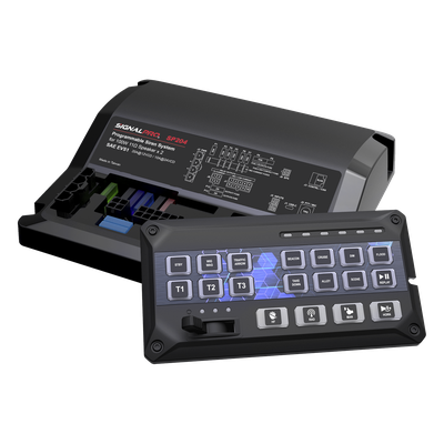 SP204R - Sirena Vehicular / Amplificador Clase D 200W / Controlador Deslizante 19 Botones / 12 Salidas Auxiliares / Grabación 20 Segundos