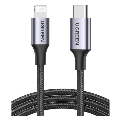 60761 - Cable USB-C a Lightning / 2 m (6.56 ft) / Certificado MFi / Carga Rápida 60W / 480 Mbps / Nylon Trenzado / Aluminio