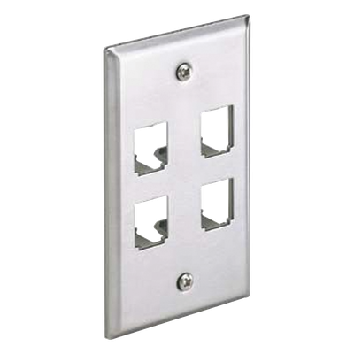 CFP4SY - Placa de Pared Vertical / Acero Inoxidable Grado 304 / 4 Puertos Mini-Com / 2.74 x 4.5 pulgadas