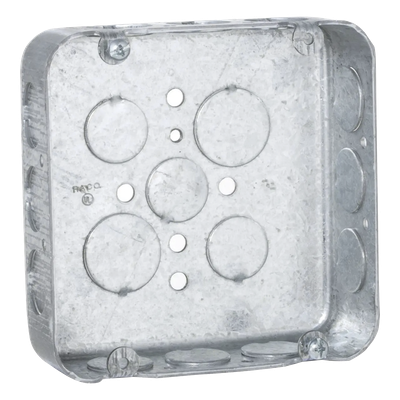 HUB-245 - Caja Cuadrada / 4.69 x 4.69 in / Profundidad 2.19 in / 15 Entradas 1/2", 2 Entradas 3/4" / Troquelada