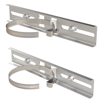 PST-MOUNT-POLE-V3 - Montaje de Poste / Metal Galvanizado / Gabinetes hasta 30 cm / Diámetro 4' a 5' / 300x44 mm / 2 Rieles