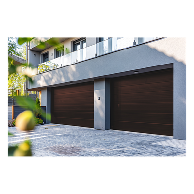 GARAGE87B - Puerta de Garage Residencial / 8x7 pies (2.4 x 2.1 m) / Aislante Térmico 1 3/4" (43 mm) / Imitación Madera / Operación Silenciosa / Estilo Americano
