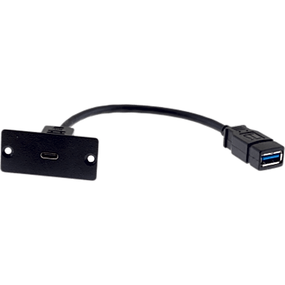 WU-CA(B) - Inserto de Pared USB-C | 4.8 Gbps USB 3.0 | Cable 12 cm (4.72 in) | Aluminio | Negro