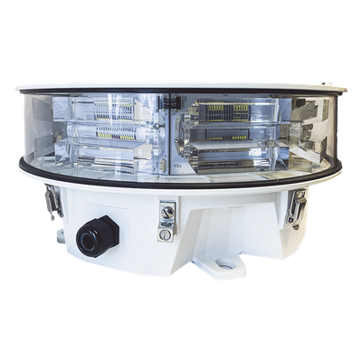 LONESTAR24VDC - Luz de Obstáculo Aeronáutica / LED FAA Media Intensidad / 20.000 cd Blanco - 2.000 cd Rojo / Infrarrojo 246 mW/sr / Sincronización GPS / Monitoreo SNMP / -40°C a +55°C / 807 pies Infrarrojo
