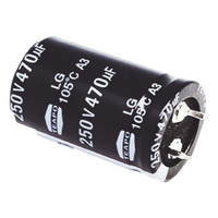 CE470/250V - Capacitor Electrolítico de Aluminio / 470 µF / 250 VDC / 105 °C / 25 x 40 mm / Radial