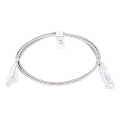LP-UT6-100-GY28 - Cable de Parcheo Slim UTP Cat6 / 1 Metro (3.28 Pies) / 28 AWG / RJ45 Chapado en Oro / 10 Gbps