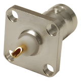 RFB-1115-S - Conector BNC Hembra para Chasis / Montaje en Panel 17.53 mm / 4 Perforaciones 12.7 mm (0.5 in) / Impedancia 50 Ohm / Terminación por Soldadura