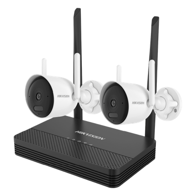 NKS424WBH - Kit de Videovigilancia IP Inalámbrico / 4 Megapixel / NVS 4 Canales / 2 Cámaras Bala Exterior / Dual Light 30 m (98.4 ft) / Audio Bidireccional / Wi-Fi 2.4 GHz / Micro SD 512 GB