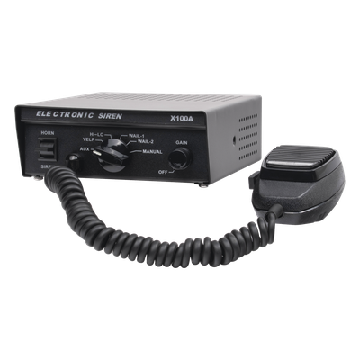 X100A - Sirena Vehicular / 100 W / 115 dB / 12 VCC / 6 Tonos Programables / Micrófono Integrado