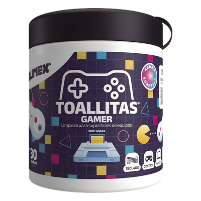 TOALLITAS-GAMER - Toallitas de Limpieza / Antiestáticas / Antibacteriales / 30 Unidades / Aroma Chicle