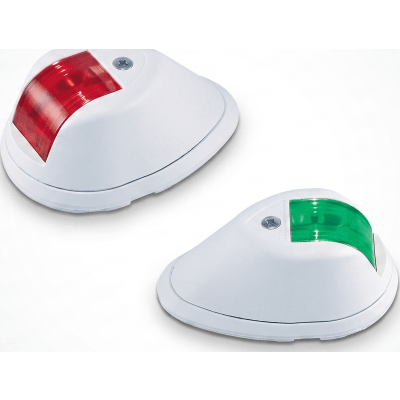 0254-W00-DP1 - Set de Luces de Navegación Verticales Rojo / Verde con Carcasa en Color Blanco para Embarcaciones a Motor de Menos de 20 Metros