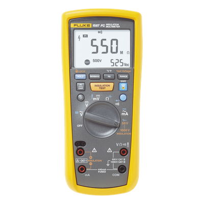 FLUKE-1587FC/MXBR - Multímetro de Aislamiento / 0.01 MΩ - 2 GΩ / Prueba 50V - 1000V / True RMS / Detección Automática 600V CA/CC / Memoria Integrada / Compatible con App de Conectividad
