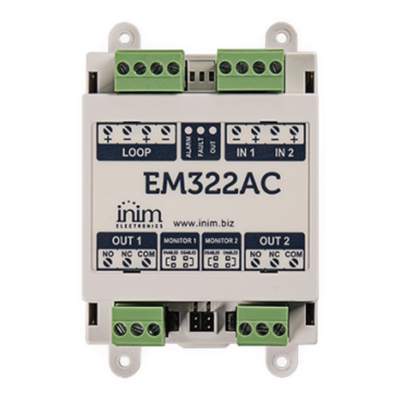 EM322AC - Módulo de Control / 2 Entradas Supervisadas / 2 Salidas de Relé 230 VCA / LoopMap / Autodireccionamiento 240 Direcciones / EN54-17 y EN54-18