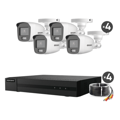 B8-KIT-CV/A - Kit de Videovigilancia TurboHD / DVR 4 Canales / 4 Cámaras Bala 2 MP / ColorVu 20 m (65.6 ft) / Audio por Coaxitron / 5 Tecnologías / HDMI+VGA Simultáneo
