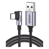 50941 - Cable USB-A a USB-C / 1 Metro (3.3 Pies) / Conector 90° / Carga Rápida 60W / Transferencia 480 Mbps / Nylon Trenzado / Aluminio