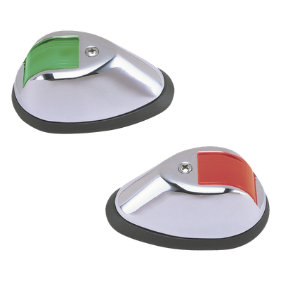 0254-M00-DP1 - Set de Luces de Navegación Verticales en Carcasa Cromada en Color Rojo/Verde para Embarcaciones a Motor de Hasta 20 Metros