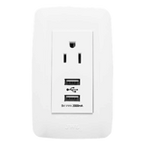 JTL-B72-70 - Contacto Sencillo de 15 A/ 127 V CA y 2 Conectores USB de 5 V CD 2A / Color Blanco.