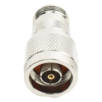 RP-1016 - Adaptador en Línea, de Conector N Macho Inverso a N Hembra, Níquel/ Oro/ Teflón.