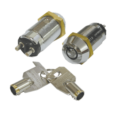 Interruptor de Llave Tubular SECO-LARM SS-095-1H0 Anti-Manipulación, Carcasa de Zinc Cromado, 2A 12VDC