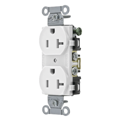 HUB-BR-20-WHI - Receptáculo Dúplex / 20 A / 125 V / 2 Polos 3 Hilos / Calibre 14-10 AWG / Montaje en Pared