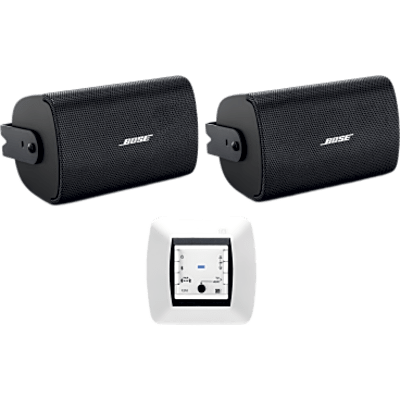 121010H/FS2SE - Kit de Audio Bluetooth / 2+2W RMS / Bocinas IP55 de Superficie / Entrada AUX/TV / Soporte 70V/100V / UL1480