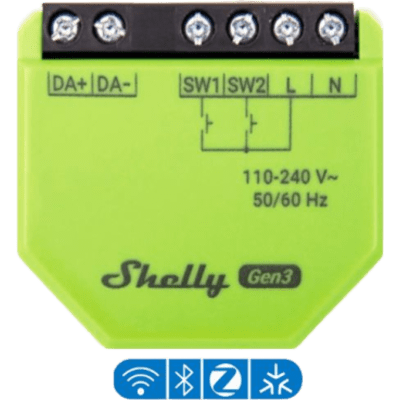SHELLYDALIDIMGEN3 - DIMMER Gateway DALI 2/ Controlador Monomaestro / 110-240 VAC