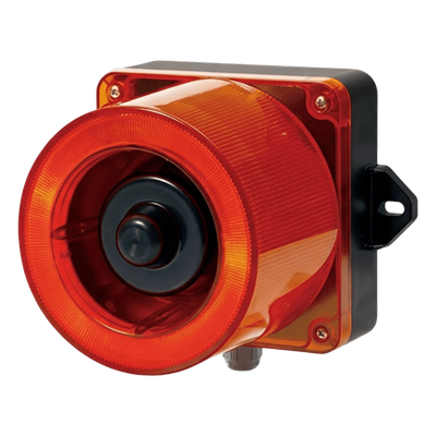 QWCD50-110220-R-LC - Combinación de Baliza LED y Sirena Electrónica / 31 Tonos / 123 dB / IP66 / -50°C a +50°C / 110-220 VCA