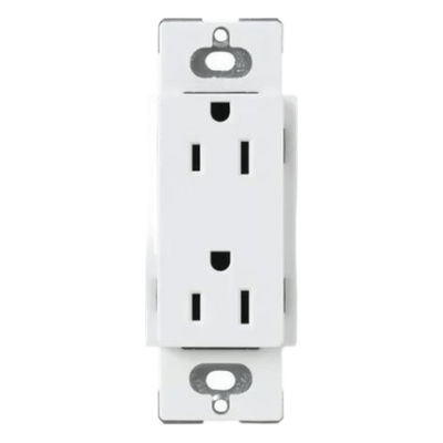 CAR15WH - Tomacorriente Dúplex / 15 A / 125 V / Estilo Decorador / Perfil Delgado / Terminales de Tornillo