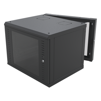 SR-1912-GAP-V4 - Gabinete de Pared Abatible / Rack 19" 12U / Carga 50 kg / Cristal Templado / Giro 180° / Acero Negro