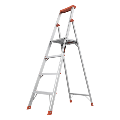 FLIPNLITE-4C - Escalera de Aluminio / 4 Peldaños / 1.8 m (5.9 ft) / Plataforma con Bandeja / Diseño Compacto