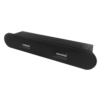 USB-MINI-ERB - Cargador USB Empotrable / 2 Puertos 5V 2A / Cable 1.5 m / 100-240V / 60°C / Negro
