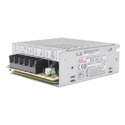 RS-50-12 - Fuente de Poder Industrial Conmutada / 50W / 12Vcc / 4.2A / Entrada 100-240Vca / Montaje en Chasis