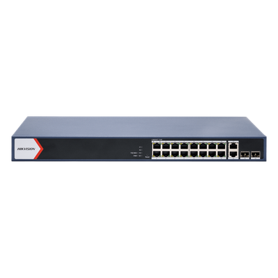 DS-3E1520P-EI/M - Switch PoE+ Monitoreable / 16 Puertos Gigabit / 2 Uplink / 2 SFP / Alcance Extendido 300 m / 984 pies / 125 W / Gestión Nube