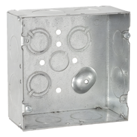 HUB-265 - Caja Cuadrada Eléctrica / Acero Galvanizado / 42 in³ / 4.688 x 4.688 in / 9 Entradas Conduit / 2-1/8 in Profundidad