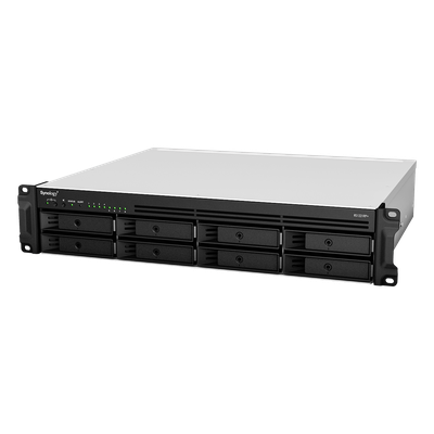 RS1221RP+ - Servidor NAS Rack / 8 Bahías Expandible a 12 / CPU AMD Ryzen V1500B / 4 GB DDR4 ECC Hasta 32 GB / 10/25GbE SFP28 / Lectura 2,315 MB/s / Escritura 1,147 MB/s
