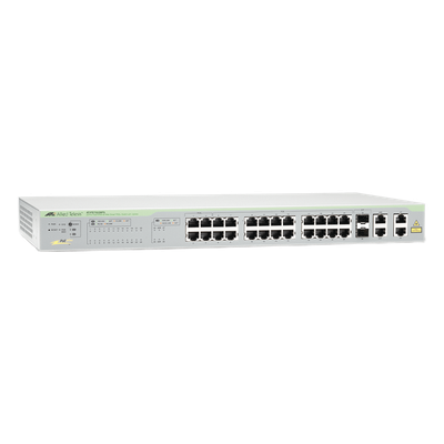 AT-FS750-28PS-10 - WebSmart Switch, 24 puertos PoE+ 10/100 Mbps + 2 puertos 10/100/1000 Mbps + 2 SFP Gigabit Combo, 193 W