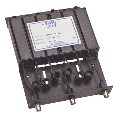 64316-1/MC(5A) - Duplexer de Rechazo de Banda / 140-150 MHz / 4.6-6 MHz Sep. Tx-Rx / 50 W / BNC Hembra / 1.2'x6'x8.5' (3.9'x19.7'x27.9' cm)