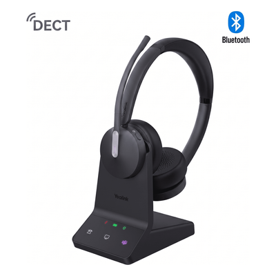 WH64-DUAL-TEAMS - Auricular Inalámbrico Empresarial / DECT y Bluetooth 5.2 Simultáneos / 32 Horas de Conversación / Cancelación Activa de Ruido / Triple Conexión / Acoustic Shield 2.0