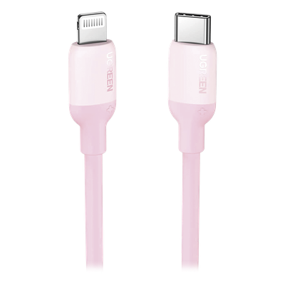 60625 - Cable USB-C a Lightning / Certificado MFi / 1 m (3.3 ft) / Carga Rápida PD 20W / Sincronización 480 Mbps / Silicona y TPE / Rosa